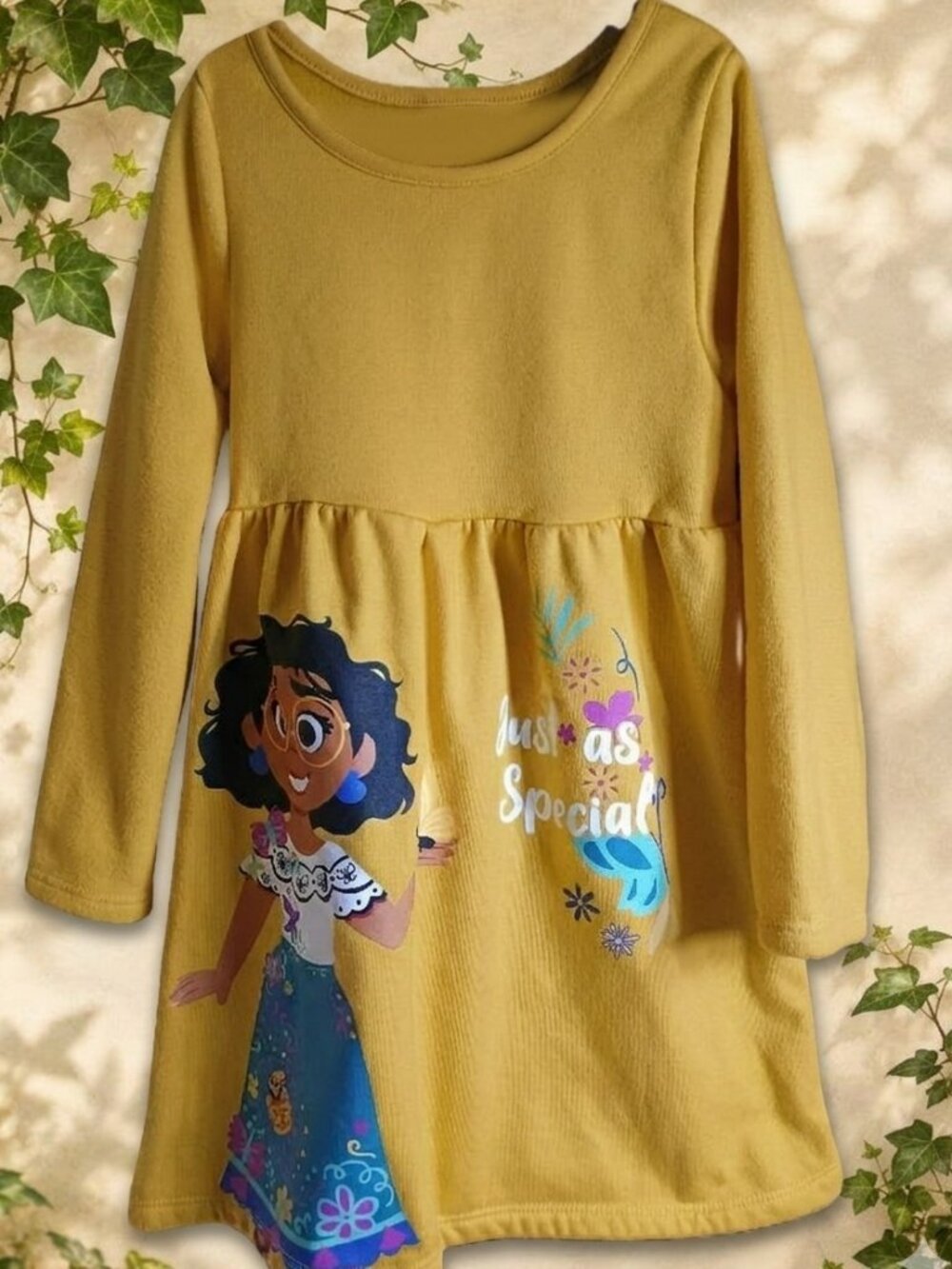 Girls' Disney Size 5 Gold Yellow Encanto Mirabel Madrigal Fleece Dress